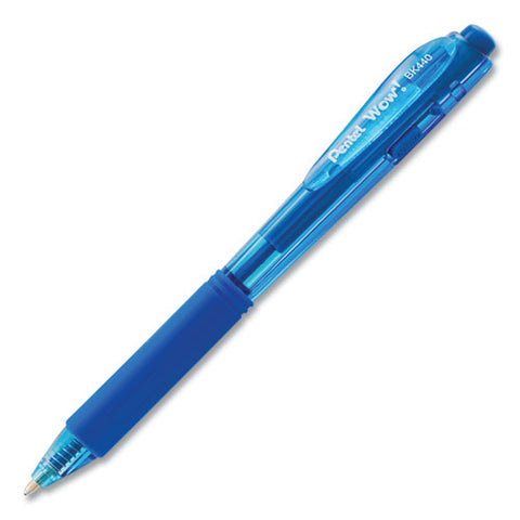 Wow! Retractable Ballpoint Pen, Medium 1 Mm, Blue Ink-barrel, Dozen