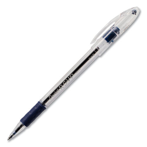 R.s.v.p. Stick Ballpoint Pen, Fine 0.7mm, Blue Ink, Clear-blue Barrel, Dozen