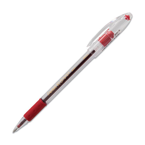 R.s.v.p. Stick Ballpoint Pen, Medium 1mm, Red Ink, Clear-red Barrel, Dozen