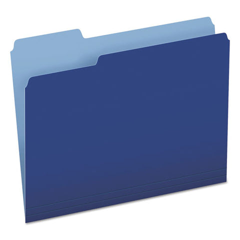 Colored File Folders, 1-3-cut Tabs, Letter Size, Navy Blue-light Blue, 100-box