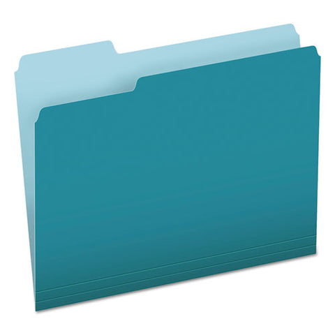 Colored File Folders, 1-3-cut Tabs, Letter Size, Teal-light Teal, 100-box