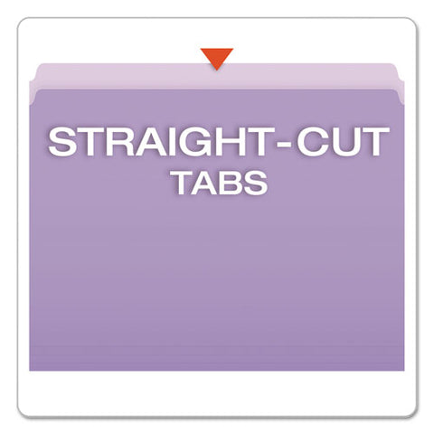 Colored File Folders, Straight Tab, Letter Size, Lavender-light Lavender, 100-box