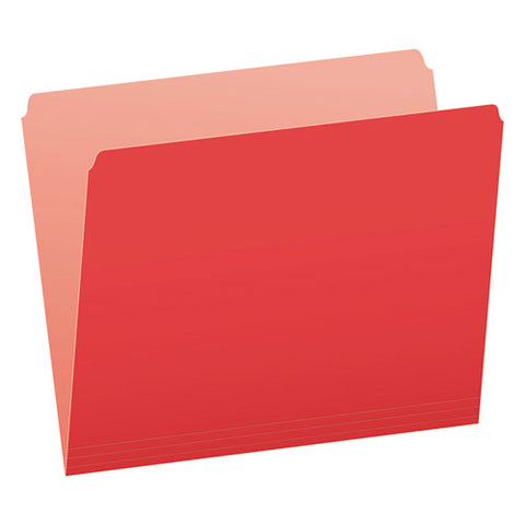 Colored File Folders, Straight Tab, Letter Size, Red-light Red, 100-box