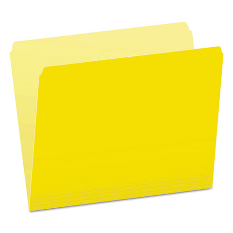 Colored File Folders, Straight Tab, Letter Size, Yellowith Light Yellow, 100-box