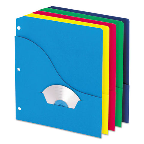 Pocket Project Folders, 3-hole Punched, Letter Size, Assorted Colors, 10-pack