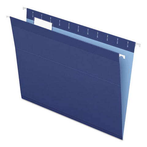 Colored Reinforced Hanging Folders, Letter Size, 1-5-cut Tab, Navy, 25-box