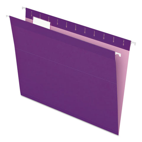 Colored Reinforced Hanging Folders, Letter Size, 1-5-cut Tab, Violet, 25-box