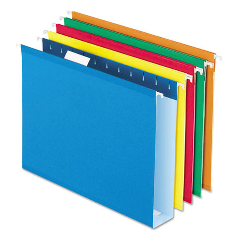 Extra Capacity Reinforced Hanging File Folders With Box Bottom, Letter Size, 1-5-cut Tab, Assorted, 25-box
