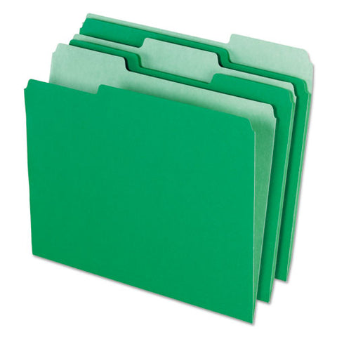 Interior File Folders, 1-3-cut Tabs, Letter Size, Bright Green, 100-box