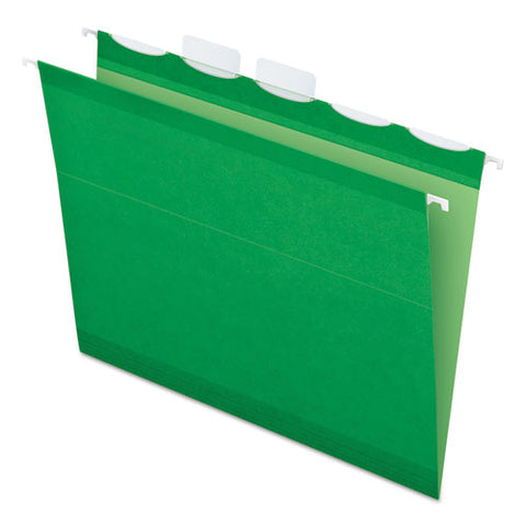 Ready-tab Colored Reinforced Hanging Folders, Letter Size, 1-5-cut Tab, Bright Green, 25-box