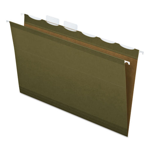 Ready-tab Extra Capacity Reinforced Colored Hanging Folders, Legal Size, 1-6-cut Tab, Standard Green, 20-box