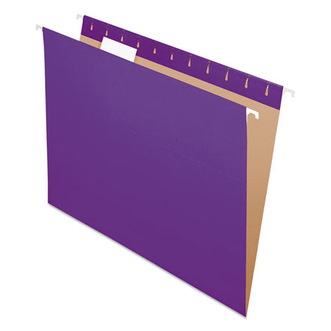 Colored Hanging Folders, Letter Size, 1-5-cut Tab, Violet, 25-box