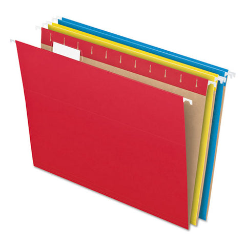 Colored Hanging Folders, Letter Size, 1-5-cut Tab, Assorted, 25-box