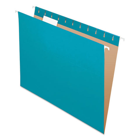 Colored Hanging Folders, Letter Size, 1-5-cut Tab, Teal, 25-box