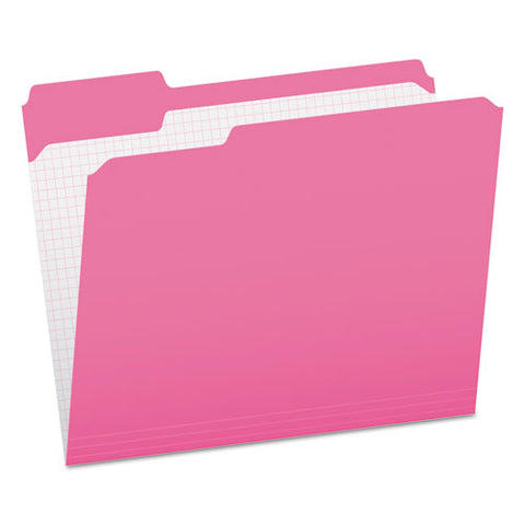 Double-ply Reinforced Top Tab Colored File Folders, 1-3-cut Tabs, Letter Size, Pink, 100-box