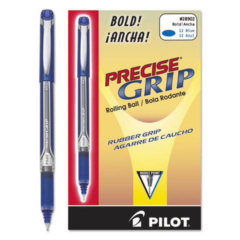 Precise Grip Stick Roller Ball Pen, Bold 1mm, Blue Ink, Blue Barrel