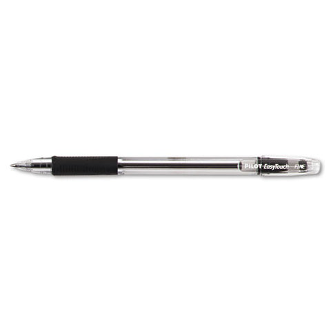 Easytouch Stick Ballpoint Pen, Fine 0.7mm, Black Ink, Clear Barrel, Dozen