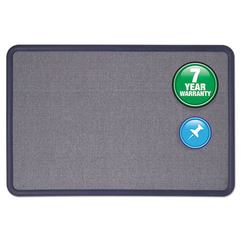 Contour Fabric Bulletin Board, 48 X 36, Light Blue, Plastic Navy Blue Frame