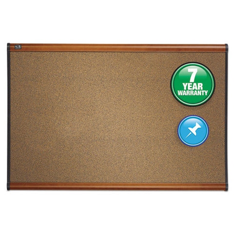 Prestige Bulletin Board, Brown Graphite-blend Surface, 48 X 36, Cherry Frame