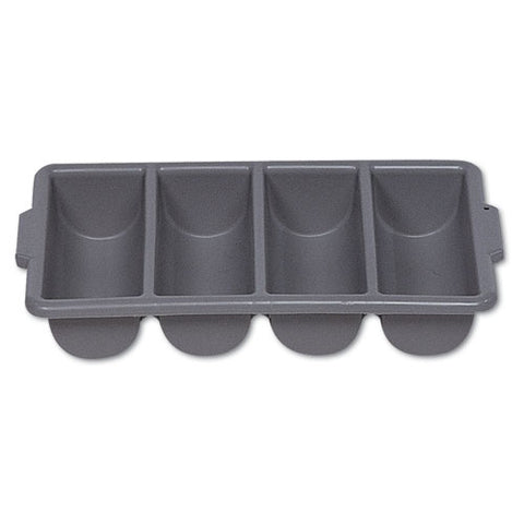 Cutlery Bin, 4 Compartments, Plastic, 11.5 X 21.25 X 3.75, Gray