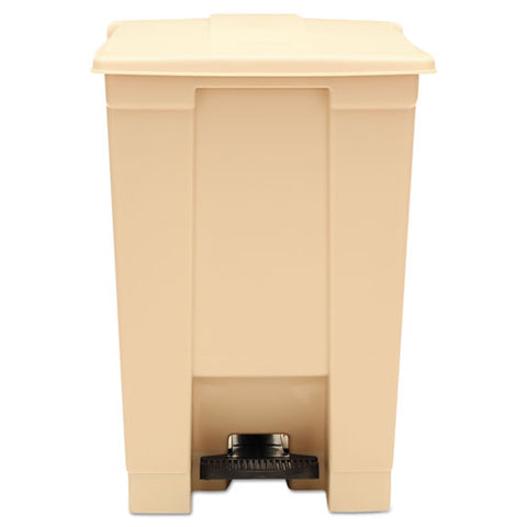 Indoor Utility Step-on Waste Container, Square, Plastic, 12 Gal, Beige