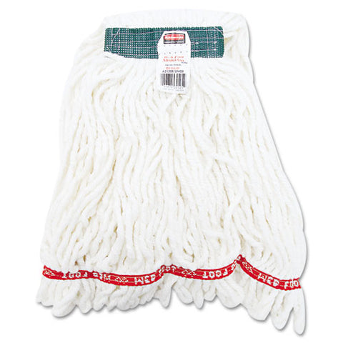 Web Foot Shrinkless Looped-end Wet Mop Head, Cotton-synthetic, Medium, White, 6-carton