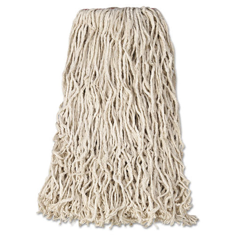 Premium Cut-end Cotton Wet Mop Head, 24oz, White, 1" Orange Band, 12-carton