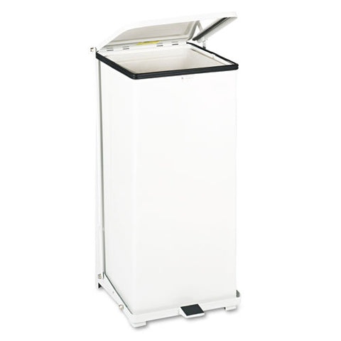 Defenders Biohazard Step Can, Square, Steel, 13 Gal, White
