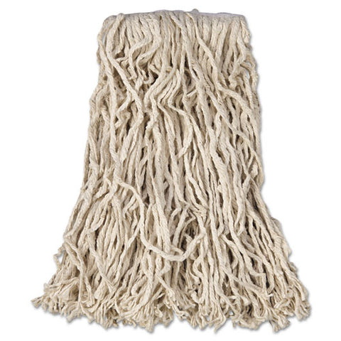 Economy Cut-end Cotton Wet Mop Head, 16oz, 1" Band, White, 12-carton