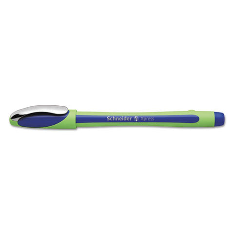 Xpress Fineliner Stick Pen, 0.8 Mm, Blue Ink, Blue-green Barrel, 10-box
