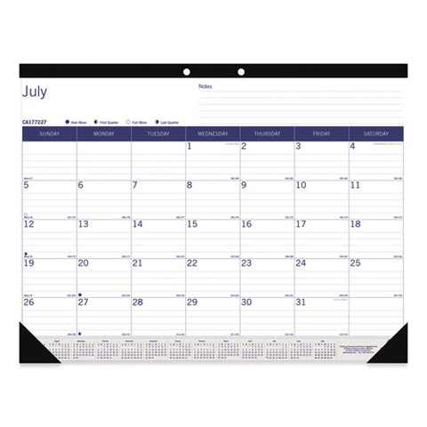 Academic Desk Pad Calendar, 22 X 17, White-blue-gray, 2021-2022
