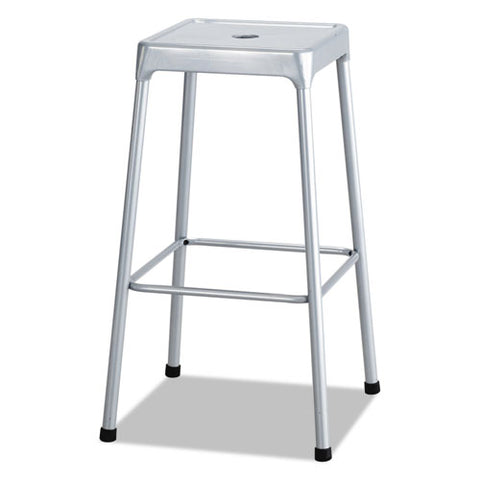 Bar-height Steel Stool, 29" Seat Height, Supports Up To 250 Lbs., Silver Seat-silver Back, Silver Base