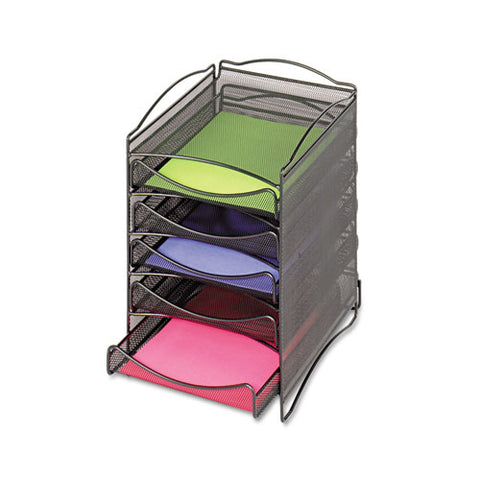 Onyx Stackable Literature Organizer, Five-drawer, Black