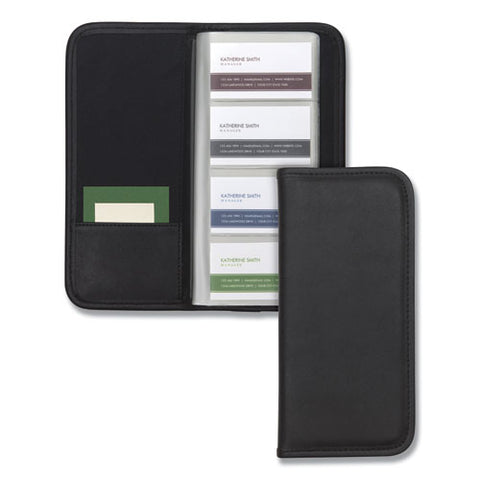 Professional Vinyl Business Card File, 160 Card Cap, 2 X 3 1-2 Cards, Black