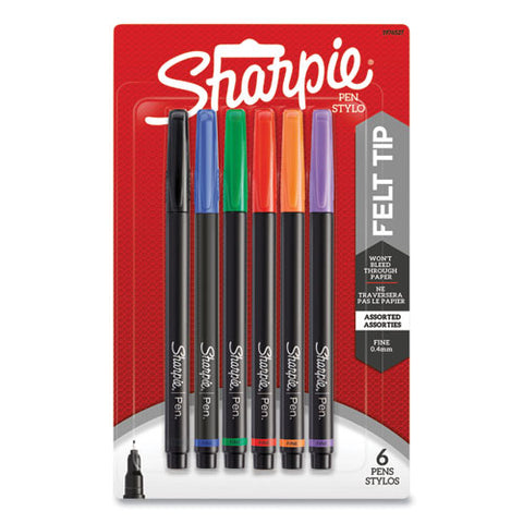 Water-resistant Ink Stick Plastic Point Pen, 0.4 Mm, Assorted Ink-barrel, 6-pack