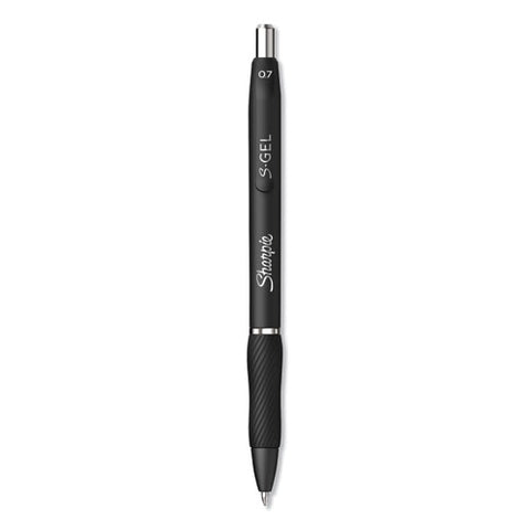 S-gel Retractable Gel Pen, Medium 0.7 Mm, Black Ink, Black Barrel, Dozen