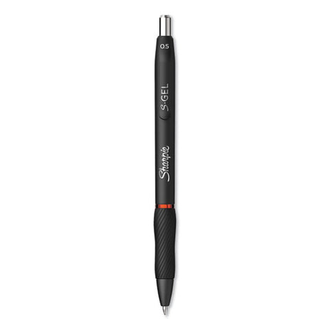 S-gel Retractable Gel Pen, Fine 0.5 Mm, Red Ink, Black Barrel, Dozen