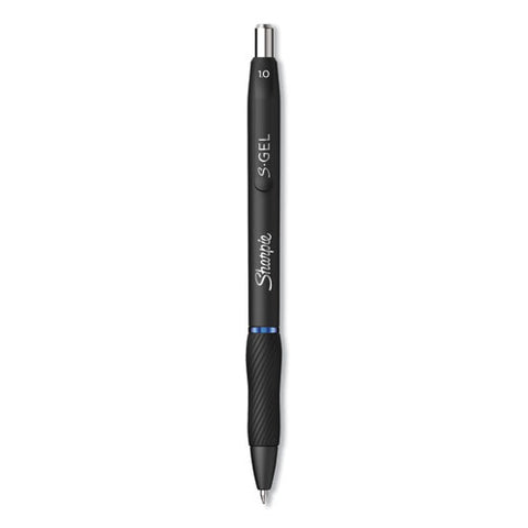 S-gel Retractable Gel Pen, Bold 1 Mm, Blue Ink, Black Barrel, Dozen