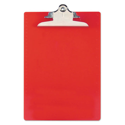 Recycled Plastic Clipboard With Ruler Edge, 1" Clip Cap, 8 1-2 X 12 Sheets, Red