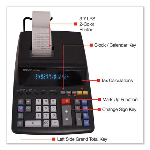 El2196bl Two-color Printing Calculator, Black-red Print, 3.7 Lines-sec
