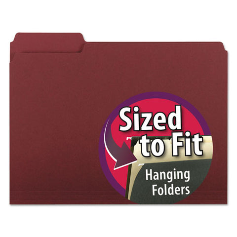 Interior File Folders, 1-3-cut Tabs, Letter Size, Maroon, 100-box