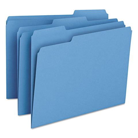 Colored File Folders, 1-3-cut Tabs, Letter Size, Blue, 100-box