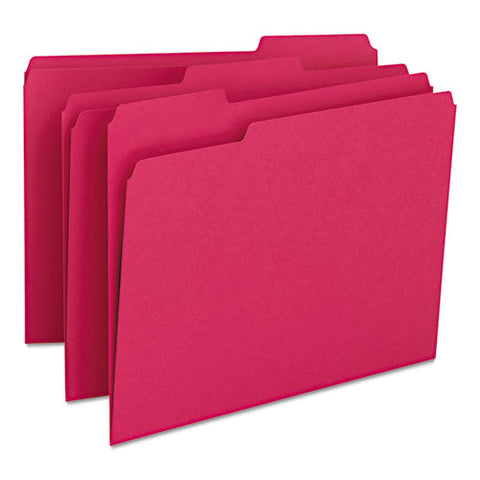 Colored File Folders, 1-3-cut Tabs, Letter Size, Red, 100-box