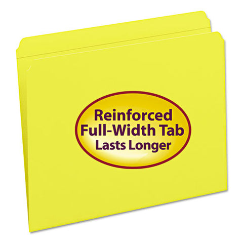 Reinforced Top Tab Colored File Folders, Straight Tab, Letter Size, Yellow, 100-box
