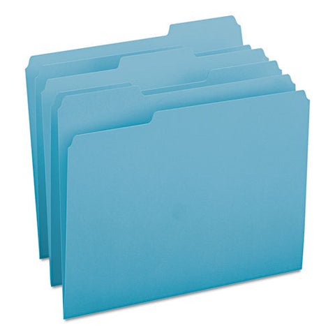 Colored File Folders, 1-3-cut Tabs, Letter Size, Teal, 100-box