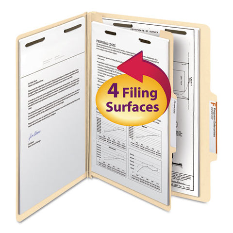 Manila Four- And Six-section Top Tab Classification Folders, 1 Divider, Letter Size, Manila, 10-box