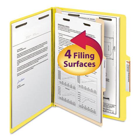 Colored Top Tab Classification Folders, 1 Divider, Letter Size, Yellow, 10-box