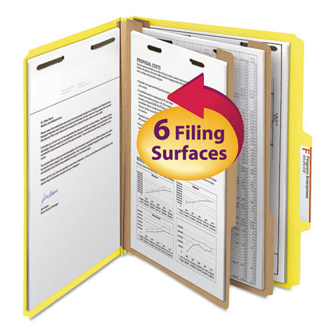 Colored Top Tab Classification Folders, 2 Dividers, Letter Size, Yellow, 10-box