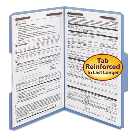 Top Tab Colored 2-fastener Folders, 1-3-cut Tabs, Legal Size, Blue, 50-box