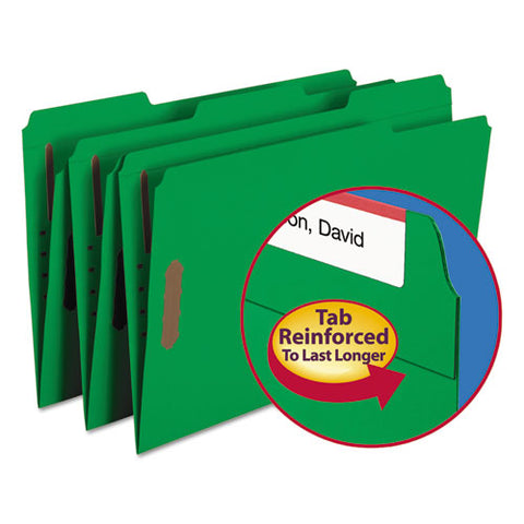 Top Tab Colored 2-fastener Folders, 1-3-cut Tabs, Legal Size, Green, 50-box